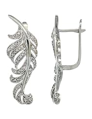 14k White Gold Large Leaf Diamond Earrings w/ 0.82 Carat Brilliant Cut ( H-I Color; VS2-SI1 Clarity ) Diamonds