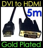 DVI-D 24+1pin Male to HDMI Digital Video Cable Lead GOLD 5m