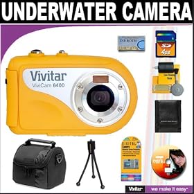 Vivitar ViviCam 8400 8.1 MP Underwater Digital Camera (Yellow) + Deluxe DB ROTH Accessory Kit