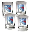 New York Rangers 4pc Rocks Glass Set - Primary Logo NHL Hockey