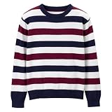 Boys' Cherokee  Cotton Striped Sweater - Deep Navy/Red