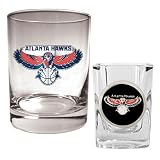 Atlanta Hawks NBA Rocks Glass & Square Shot Glass Set - Primary Logo
