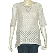 Ladies Kurta Off-white Silk Long Sleeve Top Blouse Embroidery Size S