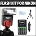 Flash Kit Includes Digital Autofocus TTL Flash With Zoom And Bounce With Built In Diffuser And Bonus Bounce Diffuser + More For Nikon D7000 D200 D800 D700 D70S D80 D70 D50 D5000 D3000 D300S D3100 D90 D40 D40X D60 D3 D2H D5100 D3100 D7100 DSLR Bundle