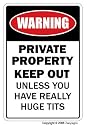 PRIVATE PROPERTY Huge Boobs ~Novelty Sign~ funny joke
