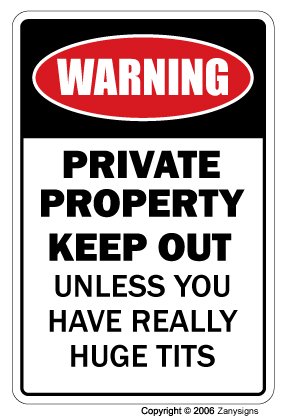 PRIVATE PROPERTY Huge Boobs ~Novelty Sign~ funny joke