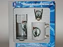 BOSTON CELTICS 3 Piece Team Logo COFFEE MUG / SHOT GLASS / Glass BEER MUG Set