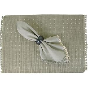 Putty Taupe Fringed Napkins and Speckled Placemats with fringe