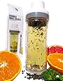 Tea Infuser-16oz-Double Wall Fruit Tumbler-For Loose Leaf Tea by My Healthy Way -Glass Water Bottle w/ Strainer Lid-Travel Mug w/BPA Free Plastic- Leak Proof- Eco Friendly for Hot & Cold Beverages