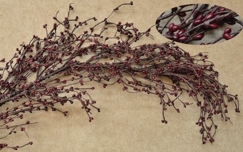 Garland Burgundy Pip Berry - Primitive, Country Rustic Home Decor