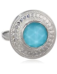 Anna Beck Designs "Gili" Sterling Silver Wire-Rimmed Turquoise Disc Ring