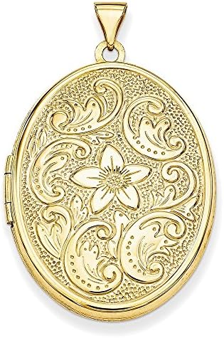 14k 32mm Oval Flower With Scrolls Locket