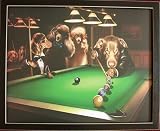 Dogs Playing Pool Poodle Doberman Art Print Picture