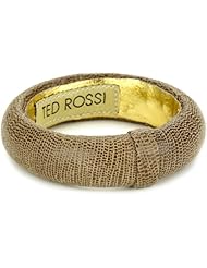 Ted Rossi Small Embossed Brown Leather Bangle Bracelet