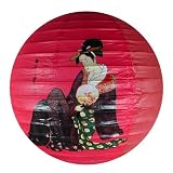 Kimono Girl Paper Lantern - Red