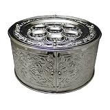 3 Tier Silver Passover Seder Plate with Sliding Doors