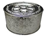 3 Tier Silver Passover Seder Plate with Sliding Doors