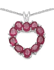 2.50 Carat Genuine Ruby Sterling Silver Heart Pendant