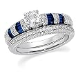 14K White Gold Sapphire and Diamond Wedding Set Semimount - CENTER STONE NOT INCLUDED