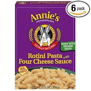 Annie's Homegrown Rotini Pasta with Four Cheese Sauce, 7.25-Ounce Boxes (Pack of 6) by Annie's Homegrown