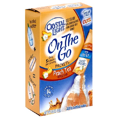 Crystal Light On the Go, Peach Tea, 0.07-Ounce Sticks, 14 Count Boxes (Pack of 6) by Crystal Boxes