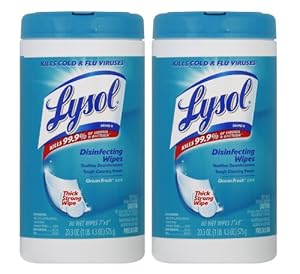 Lysol Disinfecting Wipes, Ocean Fresh, 80 Count (Pack of 2)