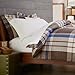 Amazon Brand – Pinzon Lightweight Cotton Flannel Duvet Cover - Full/Queen, Brown Plaid