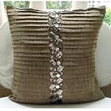Almost Real - 12x12 Inches Decorative Pillow Covers - Silk Pillow Cover with Pintuck and Crystal Embroidery