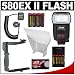 Canon 580EX II Speedlite Flash + 8 Batteries & Charger + Flash Bounce Reflector + Precision Design E-TTL Flash Cord + Stroboframe 350 Flash Bracket for Canon EOS 7D, 5D, 60D, 50D, Rebel T3, T3i, T2i, T1i, XS Digital SLR Cameras