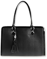 BfB Laptop Notebook Computer Shoulder Bag For Women - Lightweight Hand Made Briefcases With Up To 17 Inch Laptop Sleeve - Designed For Busy Working Women - Business Can Be Beautiful - Black