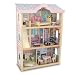 Large Wooden Pastel Mansion Dollhouse including 12 Pieces of Furniture