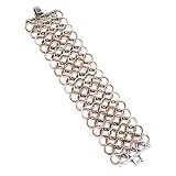 Tricolor Antique Tone 4 Row Circle Link Clasp Bracelet Fashion Jewelry