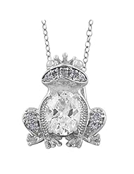 Sterling Silver and Lavender/White Cubic Zirconia King Toad Pendant Necklace (18 inch)