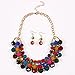 QIYUN.Z Multiple Round Beaded Torsade Chunky Bib Choker Collar Necklace Earrings Set