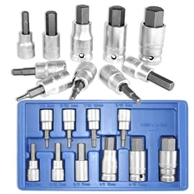 10 piece 3 8, 1 2 Drive SAE Hex Bit Socket Set by Unknown