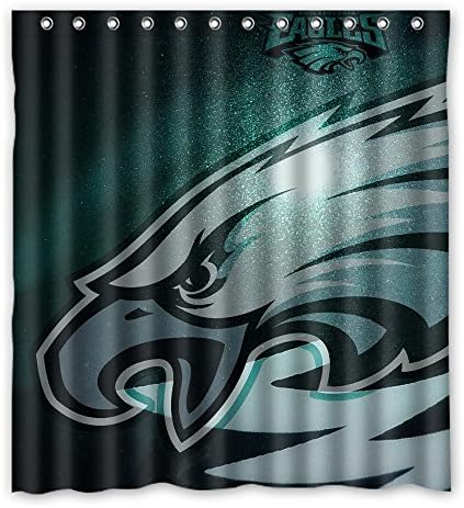 SANMOU Custom NFL Philadelphia Eagles Shower Curtain Waterproof Polyester Bathroom 66" x 72"
