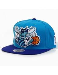 Sports: Mitchell & Ness Charlotte Hornets XL Logo Two Tone Snapback Hat - Creole Blue/Dark Purple - Mitchell & Ness