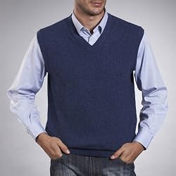 Sandals Cay Men's V-Neck Cashmere Vest in Black, Brown, Blue or Heather Grey
