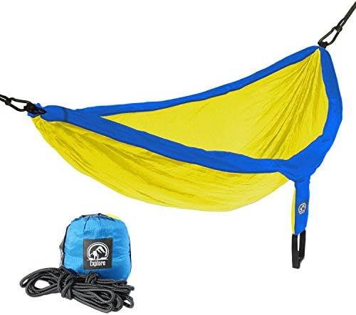 Explore Outfitters PRO Nylon Double Hammock (Large) With Free Ropes - Best Portable Parachute Hammock For Camping, Travel, Outdoors, Backpacking