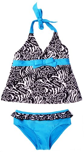 Pink Platinum Toddler Girls Swimwear Zebra Print 2Pc Swimsuit, White 3T