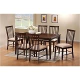 7pc Contemporary Style Cherry Finish Dining Table and Chair Set by visiondecor Furniture