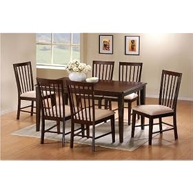 7pc Contemporary Style Cherry Finish Dining Table and Chair Set by visiondecor Furniture