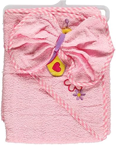 Nursery Baby "Bathing Butterfly" Hooded Towel with Washcloth - pink, one size