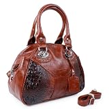 Dark Brown Croc Satchel / Handbag Lady Purse Perfect Mother's Day Gifts (B040)