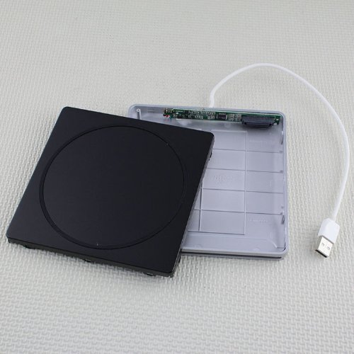 KCRIUS(TM) Super Slim External USB 2.0 Slot in DVD RW Enclosure Case 9.5mm / 12.7mm SATA Superdrive Optical Drive For Macbook
