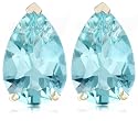 14k Yellow Gold 9x6mm Aquamarine Pear Cut Stud Earrings