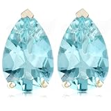 14k White or Yellow Gold 9x6mm Aquamarine Pear Cut Stud Earrings