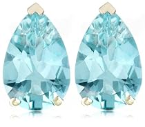 14k White or Yellow Gold Aquamarine Stud Earrings