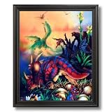 Dinosaurs Triceratops Kids Room Home Decor Wall Picture Black Framed Art Print