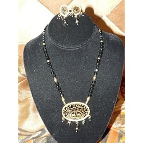 Indian Gift-22k Gold Plated Beaded Thewa Necklace Set Ethnic Design Set 3pc(Brand New) Free Shipping